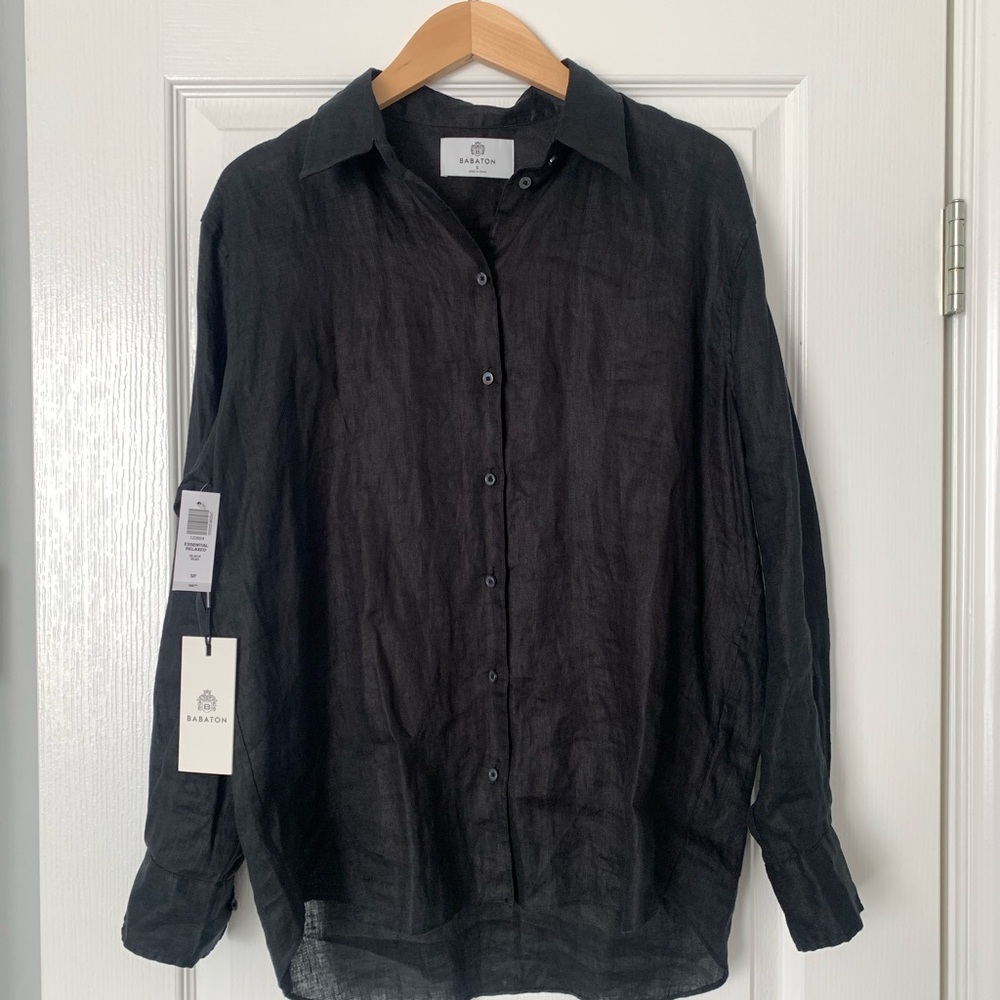 Aritzia Babaton Essential Relaxed Linen Shirt size small
